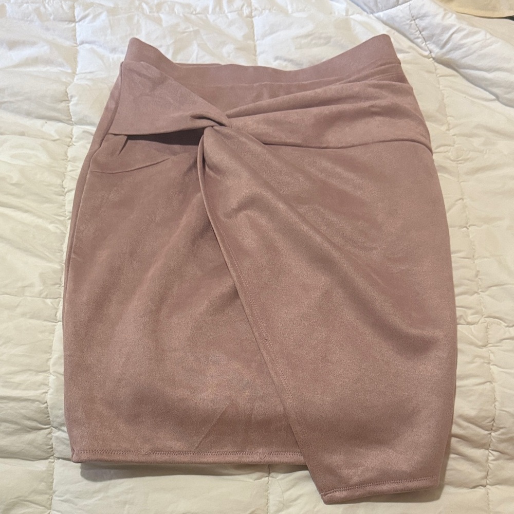 Faux Suede Pencil Skirt- Mauve